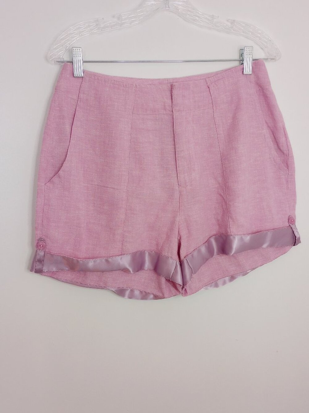 Carve Designs Linen Blend Cuffed Shorts Satin Trim NWOT